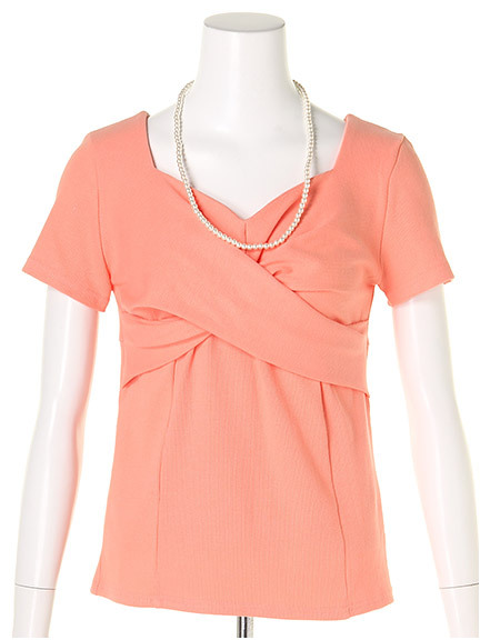 Fabulous Angela ネックレス付きツイスト半袖カットソー