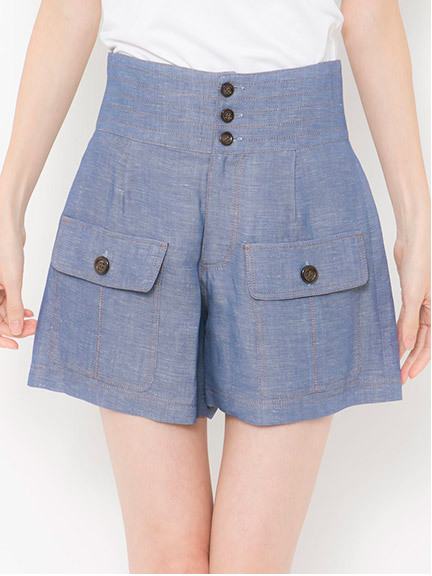 BE RADIANCE ポケット麻ショートパンツ