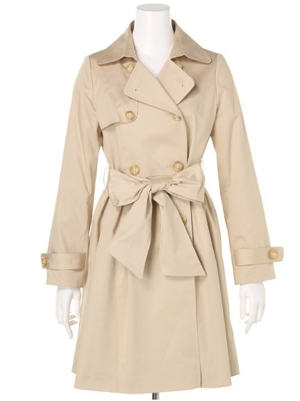 BE RADIANCEリボンベルトフレアトレンチ