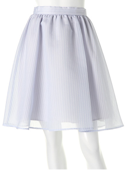 BE RADIANCE エアリーストライプギャザーフレアミニスカート