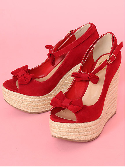 Ank Rouge ダブルリボンウェッジサンダル