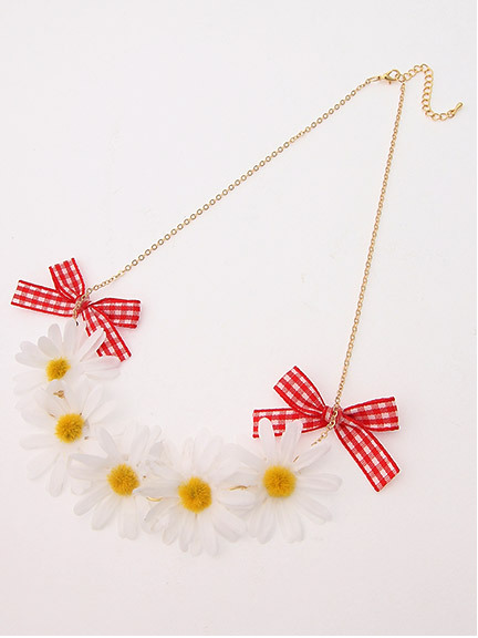 Ank Rouge 15.SS ギンガムリボンフラワーネックレス