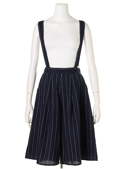 a.g.plus サスペ付きひざ丈ガウチョパンツ